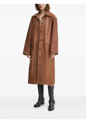 HERSKIND button-fastening leather coat - Brown