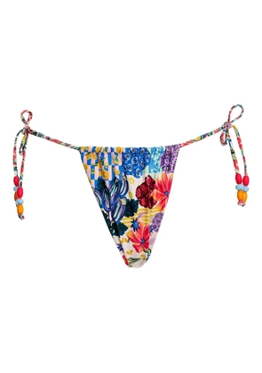 Agua Bendita Alexis floral-print tie-side bikini bottom - Blue