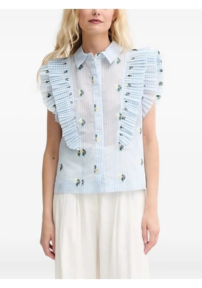 MUNTHE Must pleated-ruffle shirt - Blue
