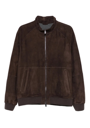 Corneliani zip-front suede leather jacket - Brown