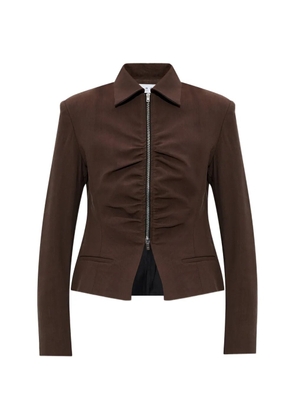 IRO ruched zip-up jacket - Brown