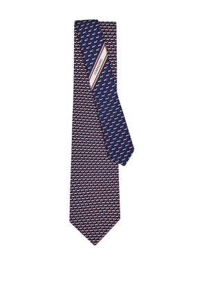 Ferragamo dachshund-print silk tie - Blue
