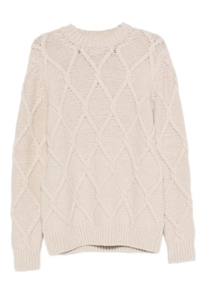 Eleventy cable-knit crew-neck sweater - Neutrals