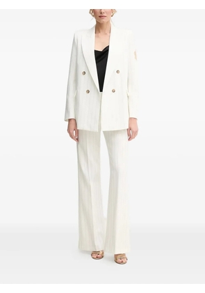 ERMANNO FIRENZE pinstripe-pattern logo-patch blazer - White