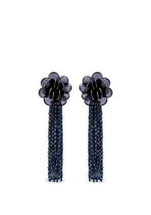 Oscar de la Renta flower tassel earrings - Blue