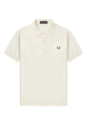 Fred Perry embroidered laurel-wreath polo shirt - Neutrals