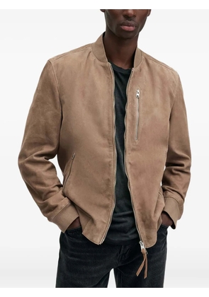 AllSaints zip-pocket suede bomber jacket - Brown