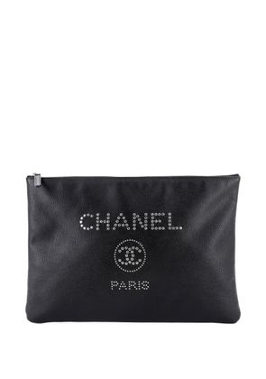 CHANEL Pre-Owned Deauville Pouch Studded Caviar Large clutch bag - Black