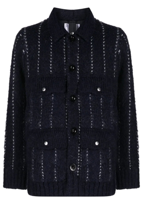 sacai striped bouclé shirt jacket - Blue