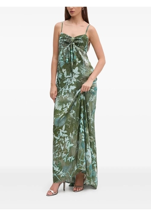 Sandro Ferrone pleated tie-front maxi dress - Green