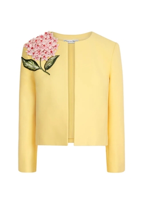 Oscar de la Renta porcelain flower-embroidered jacket - Yellow