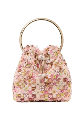 Jimmy Choo floral-appliqué handle shoulder bag - Pink