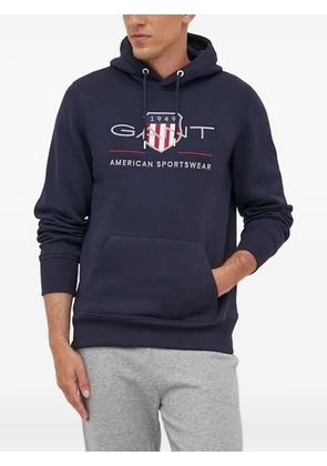 Gant logo-embroidered hoodie - Blue