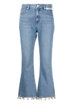 Kimhekim faux-pearl embellished mid-rise cropped jeans - Blue