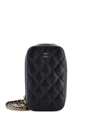 CHANEL Pre-Owned Zip Around Phone Case with Chain Quilted Caviar crossbody bag - Black