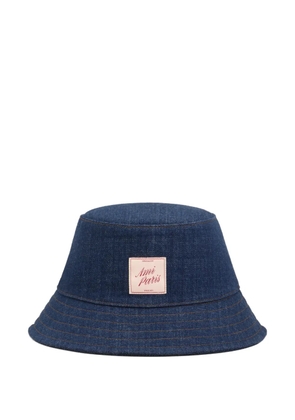 AMI Paris denim label-detail bucket hat - Blue