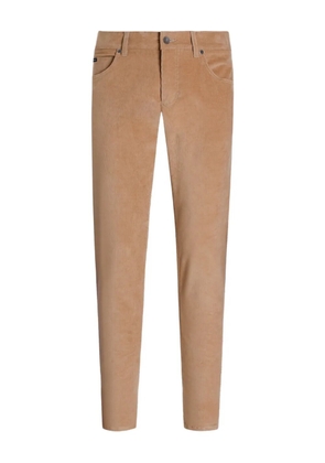 Dolce & Gabbana corduroy logo-plaque trousers - Brown