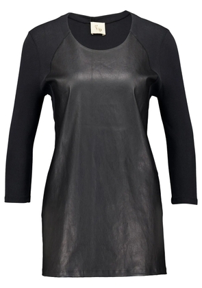 PAULA leather long-sleeve t-shirt - Black