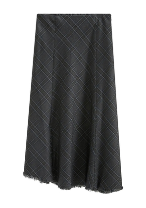 b+ab checked frayed-hem asymmetric skirt - Grey