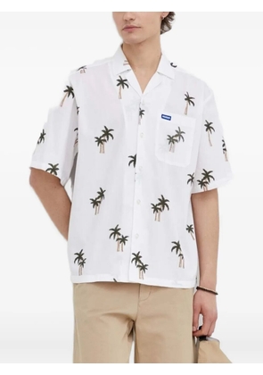 HUGO palm tree-embroidered shirt - White
