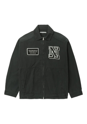 Neighborhood logo-patch zip-fastening jacket - Black
