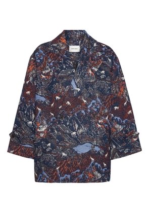 Henrik Vibskov graphic double-breasted coat - Blue