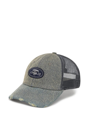 A BATHING APE® Moonface Logo distressed denim cap - Blue