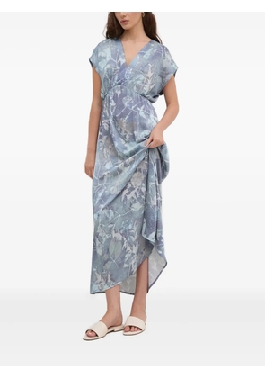 Sandro Ferrone floral-print midi dress - Blue