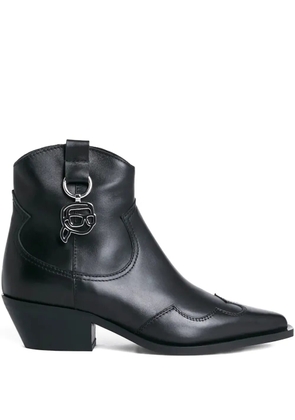 Karl Lagerfeld leather-zip detail cowboy boots - Black