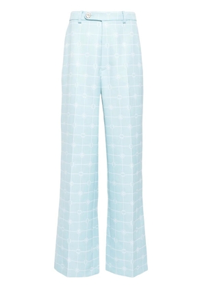 Casablanca Heart Monogram-jacquard wool trousers - Blue