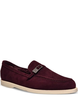 Le Silla crystal-buckle suede loafers - Red