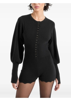 Manière De Voir Michele knitted scallop-hem playsuit - Black