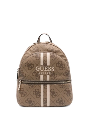 GUESS USA logo-print striped backpack - Neutrals