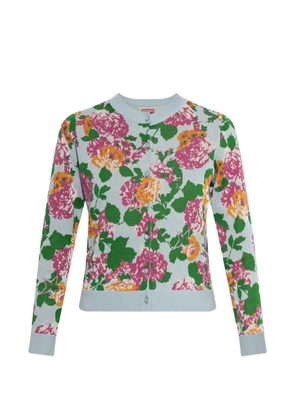 Kenzo floral-print knitted cardigan - Blue