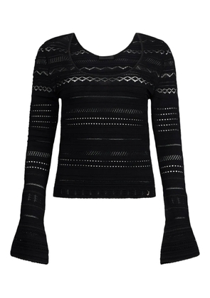 LIU JO lace-stitch bell-cuff jumper - Black