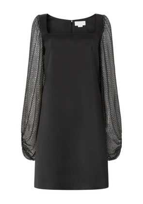 Genny square-neck embellished-sleeves mini dress - Black