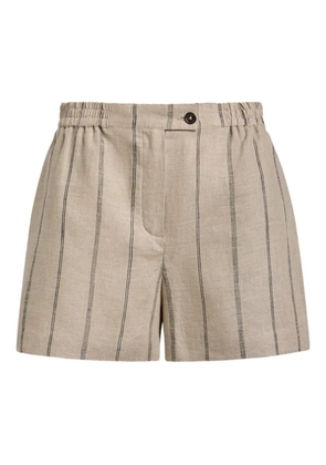12 STOREEZ striped-pattern elasticated-waistband shorts - Neutrals