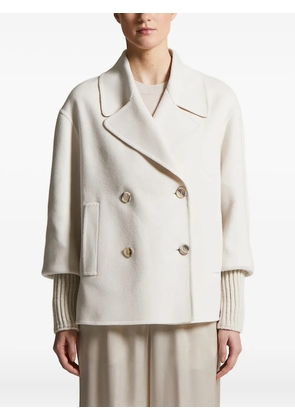 Peserico double-breasted ribbed-cuff coat - Neutrals