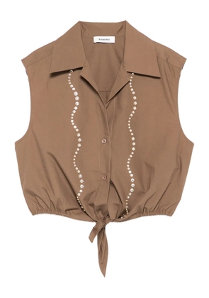 SANDRO tie-detail shirt - Brown