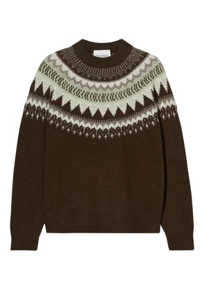 Closed fairisle-pattern crew-neck sweater - Brown