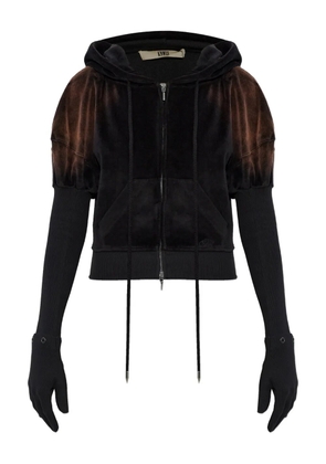 KNWLS Paris zip-fastening velvet hoodie - Brown