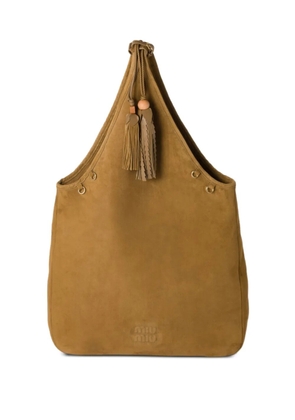 Miu Miu tassel-detail suede tote bag - Green