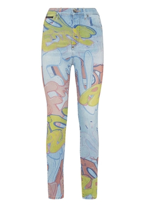 Philipp Plein Bombing graffiti-print skinny jeans - Blue