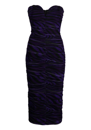 NISSA zebra-print ruched midi dress - Black