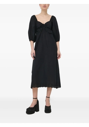 Notes du Nord puff-sleeve eyelet-trimmed midi dress - Black