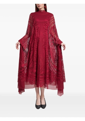 Gemy Maalouf high-neckline lace midi kaftan - Red