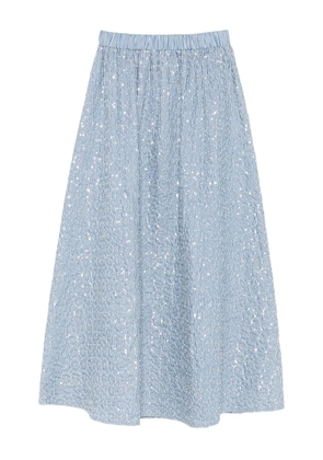 SANDRO striped-pattern embellished maxi skirt - Blue