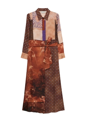 Pierre-Louis Mascia Aloe patchwork belted dress - Brown
