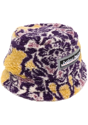 Aries logo-print fleece bucket hat - Purple