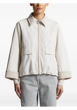 Peserico corduroy-collar zip-front jacket - Neutrals